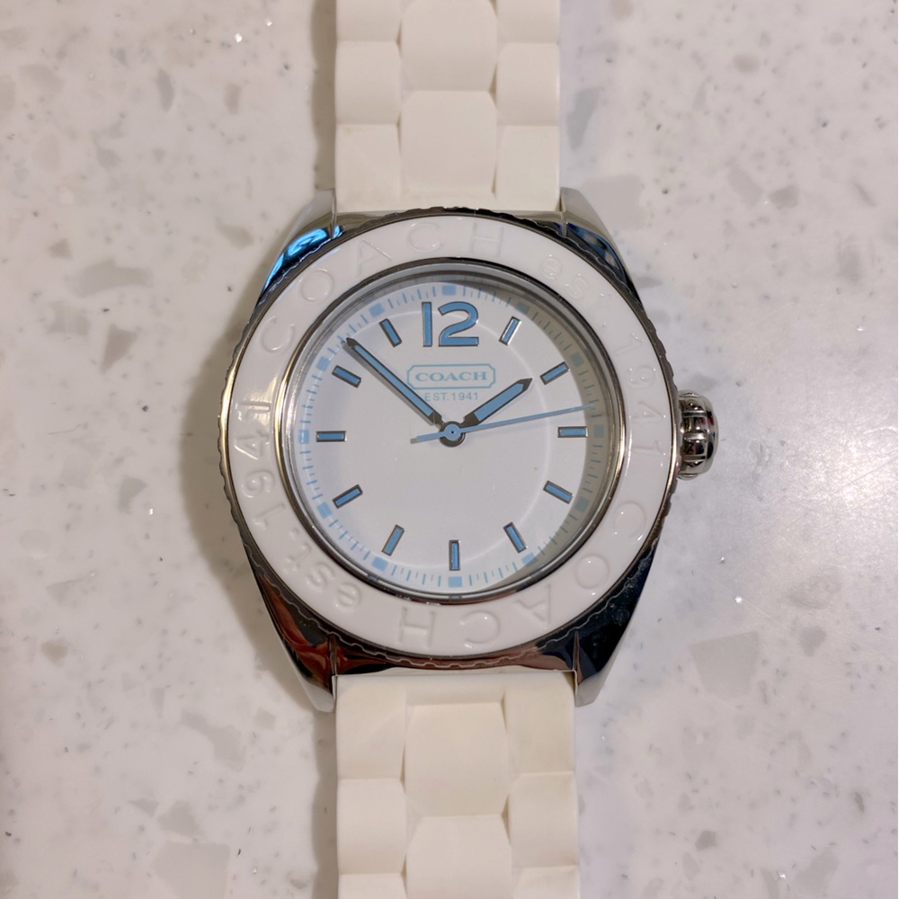 COACH Boyfriend Watch with White Rubber Band